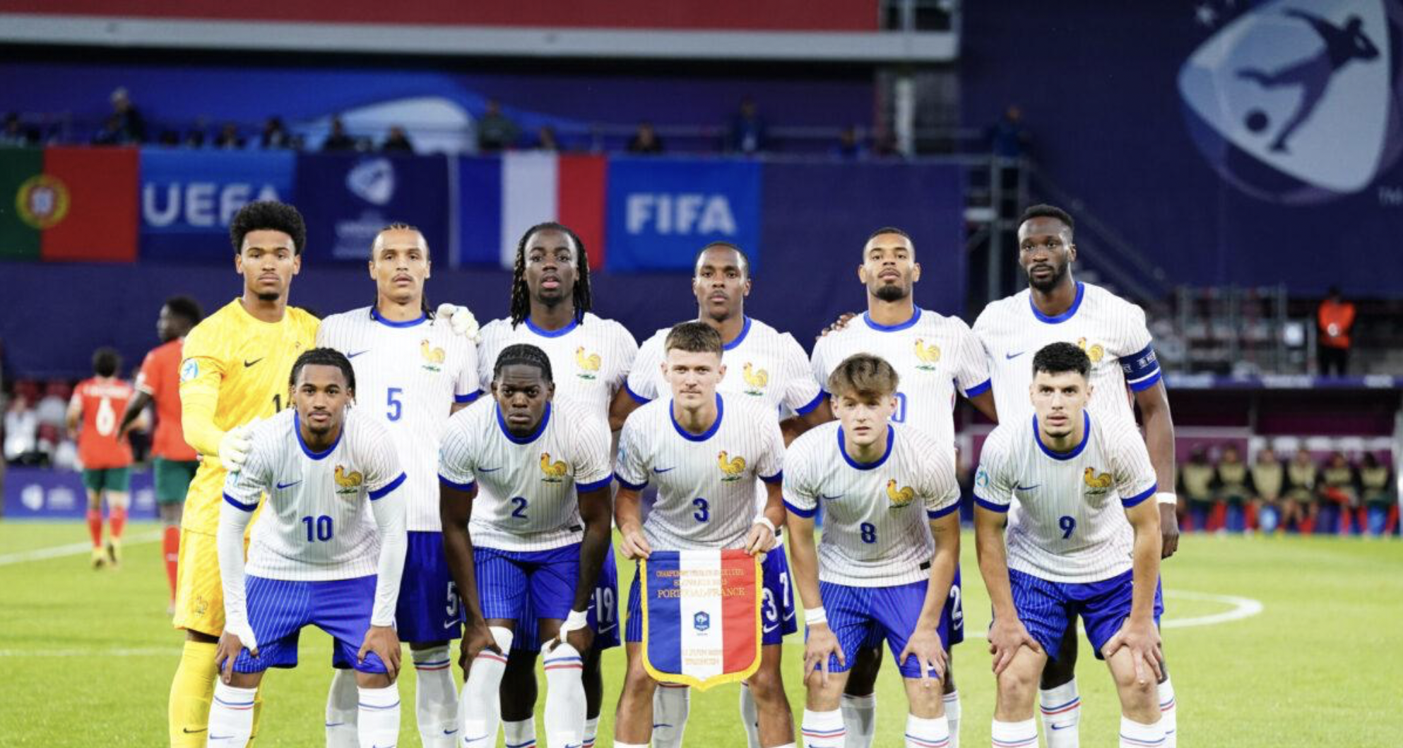 Le onze français qui a débuté la rencontre face au Portugal pour l'Euro Espoir.